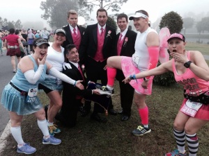 A little costuming peer pressure can go a long way...far enough to get your male friend to run in a skirt during the Princess Half Marathon ;)